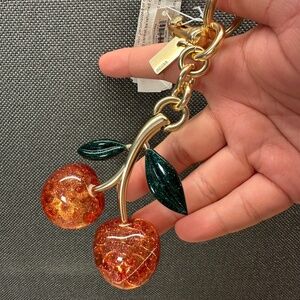 NWT Limited Coach Signature Cherry Bag Charm 88547 Gold/Red